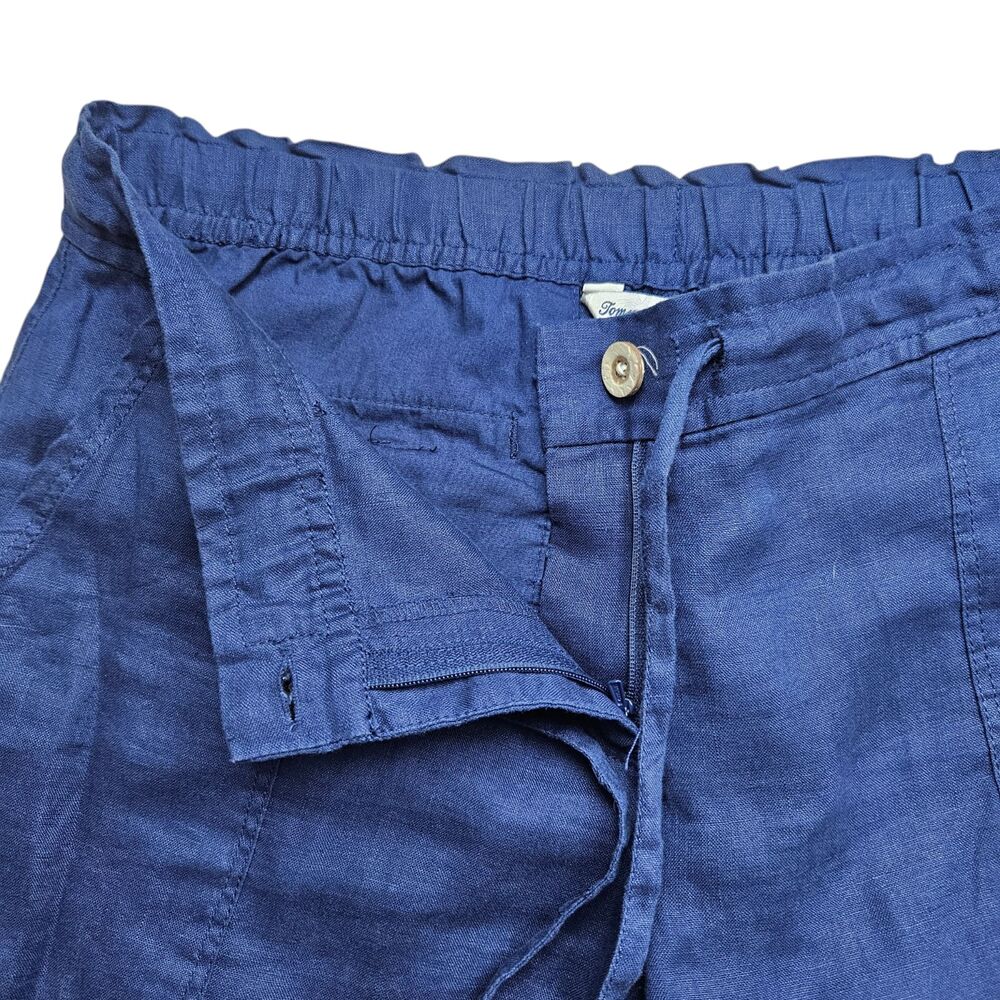 Tommy Bahama Womens Small Blue Linen Cargo Pants Drawstring Crop Summer Resort - Picture 3 of 10